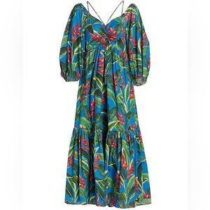 Farm Rio Multicolored Dream Garden Midi Dress szL